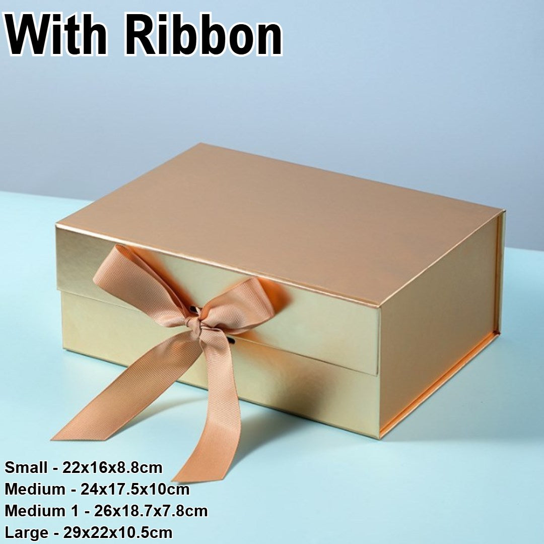 Magnetic Closure Gift Box with Ribbon - Premium Rigid Presentation Box for Jewelry, Cosmetics ect.