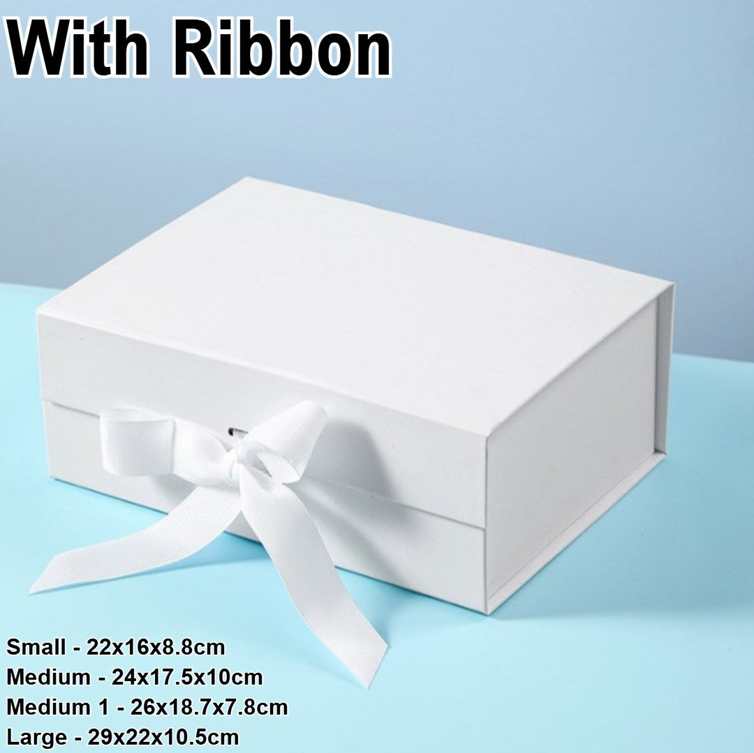Magnetic Closure Gift Box with Ribbon - Premium Rigid Presentation Box for Jewelry, Cosmetics ect.