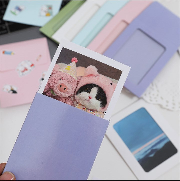 10pcs Hollow Clear Card Window Envelope | Cute Macaron Color Paper Bag for Photos, Cards & Gifts