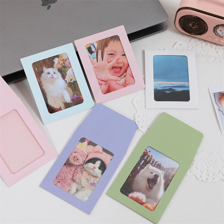 10pcs Hollow Clear Card Window Envelope | Cute Macaron Color Paper Bag for Photos, Cards & Gifts