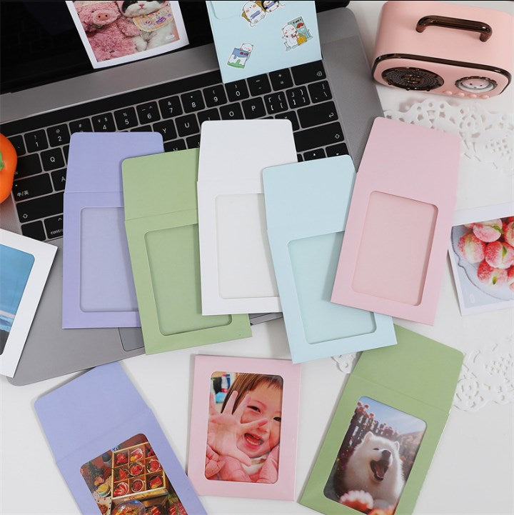 10pcs Hollow Clear Card Window Envelope | Cute Macaron Color Paper Bag for Photos, Cards & Gifts