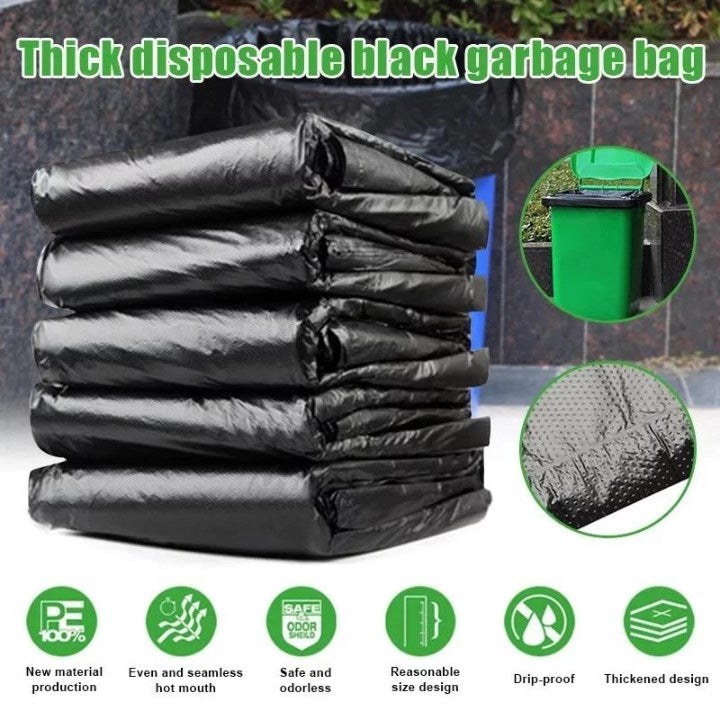 50pcs BUDGET Black Garbage Bag Heavy Duty | Thick Trash Bag for Household & Commercial Use | S M L XL XXL