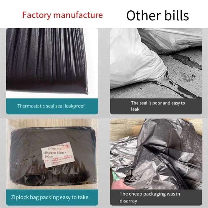 50pcs BUDGET Black Garbage Bag Heavy Duty | Thick Trash Bag for Household & Commercial Use | S M L XL XXL
