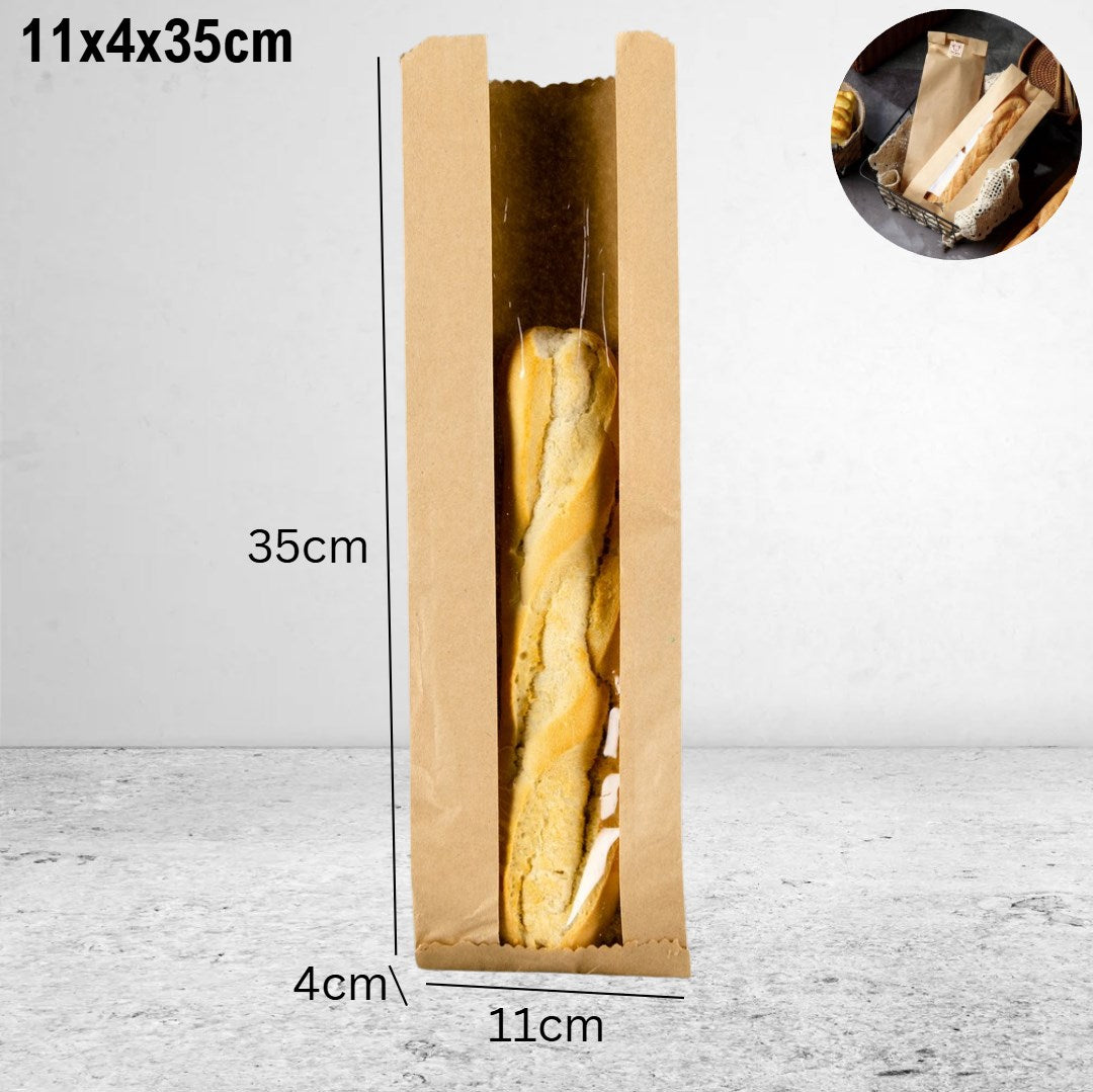 50pcs Brown Bread Bag with Tin Tie Self Sealing Toast Bread Pastry Packaging Bag