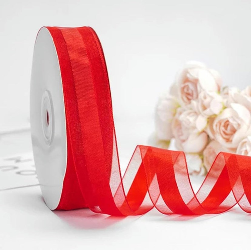 2.5cm/50yards Double gold edge packaging Gauze gift box handmade ribbon