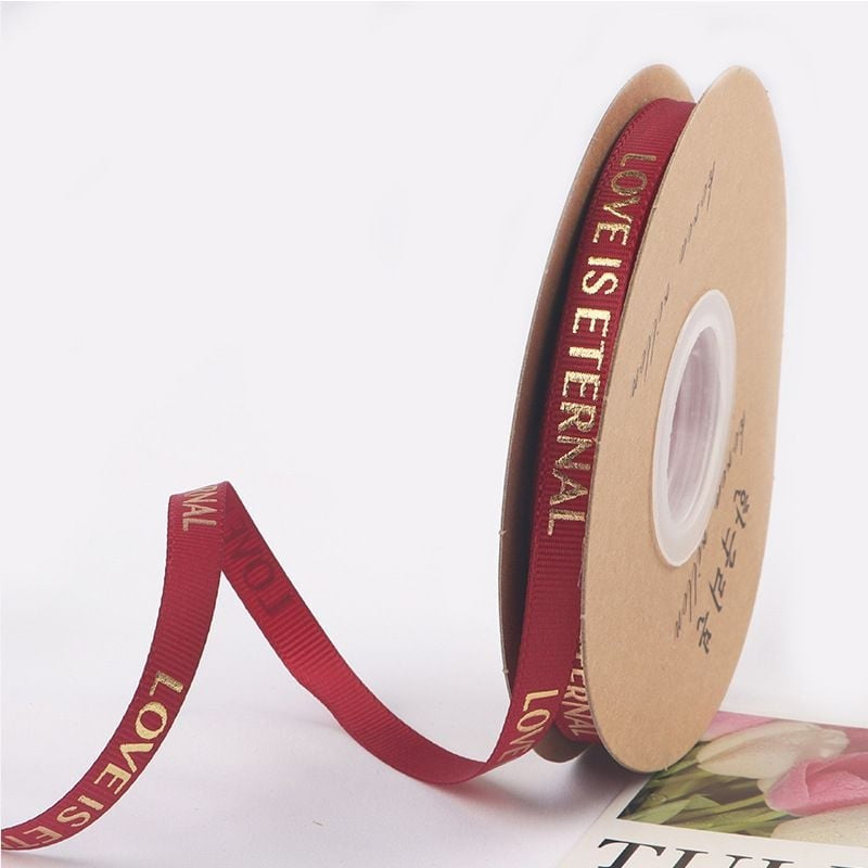 1 Roll | LOVE IS ETERNAL Grosgrain Satin Ribbons Diy Wedding Christmas Party Decoration Bow Craft