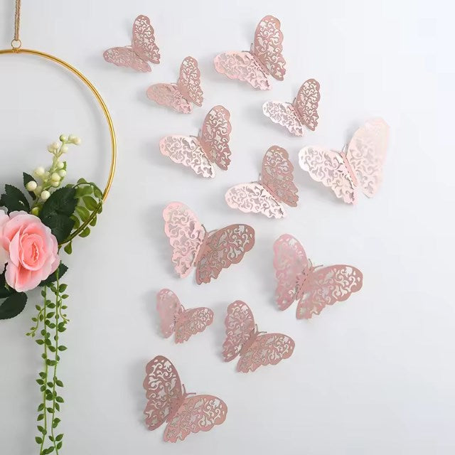 12PCS 3D Butterfly Decoration for Bedroom Living Room Wedding Party Bouquet DIY Decor