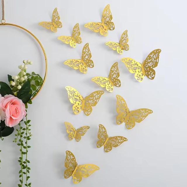 12PCS 3D Butterfly Decoration for Bedroom Living Room Wedding Party Bouquet DIY Decor