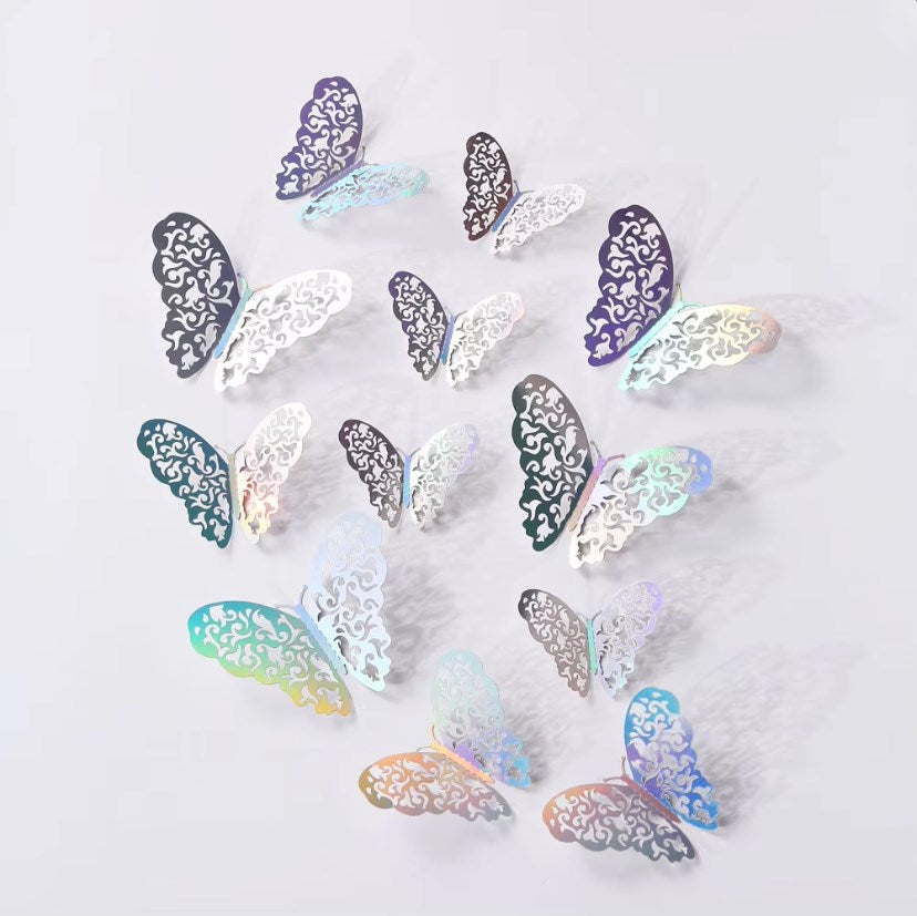 12PCS 3D Butterfly Decoration for Bedroom Living Room Wedding Party Bouquet DIY Decor