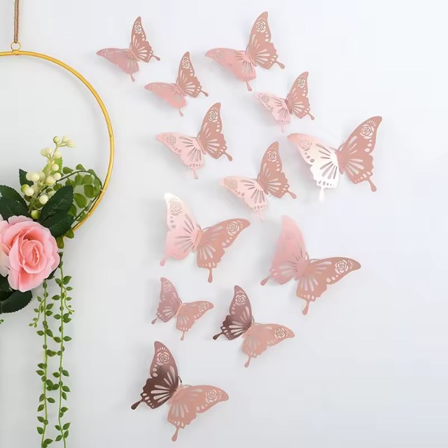 12PCS 3D Butterfly Decoration for Bedroom Living Room Wedding Party Bouquet DIY Decor