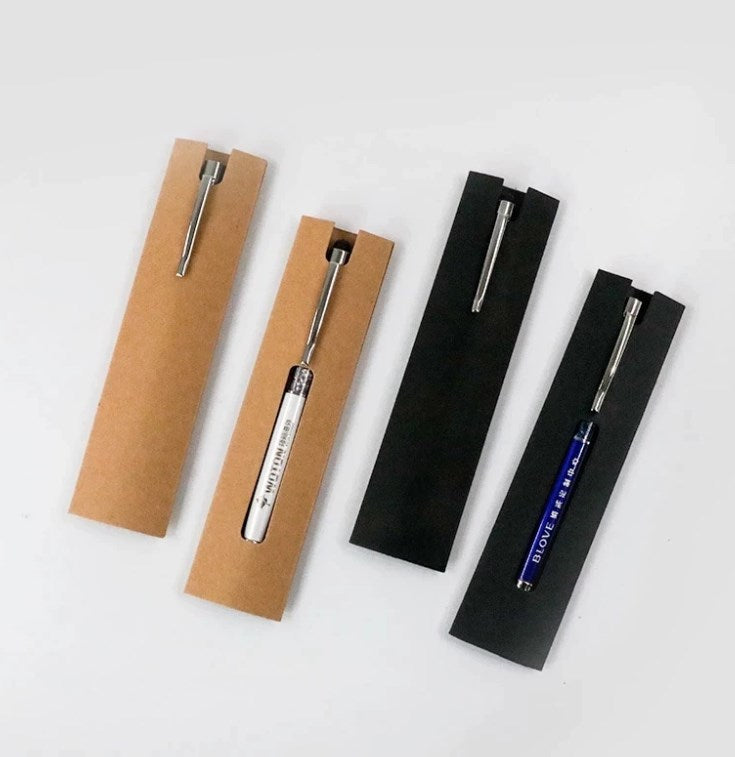 Kraft Paper Single Pen Sleeve Holder | Paper Pen Pouch | Ballpen Packaging Display Card | Pen Gift