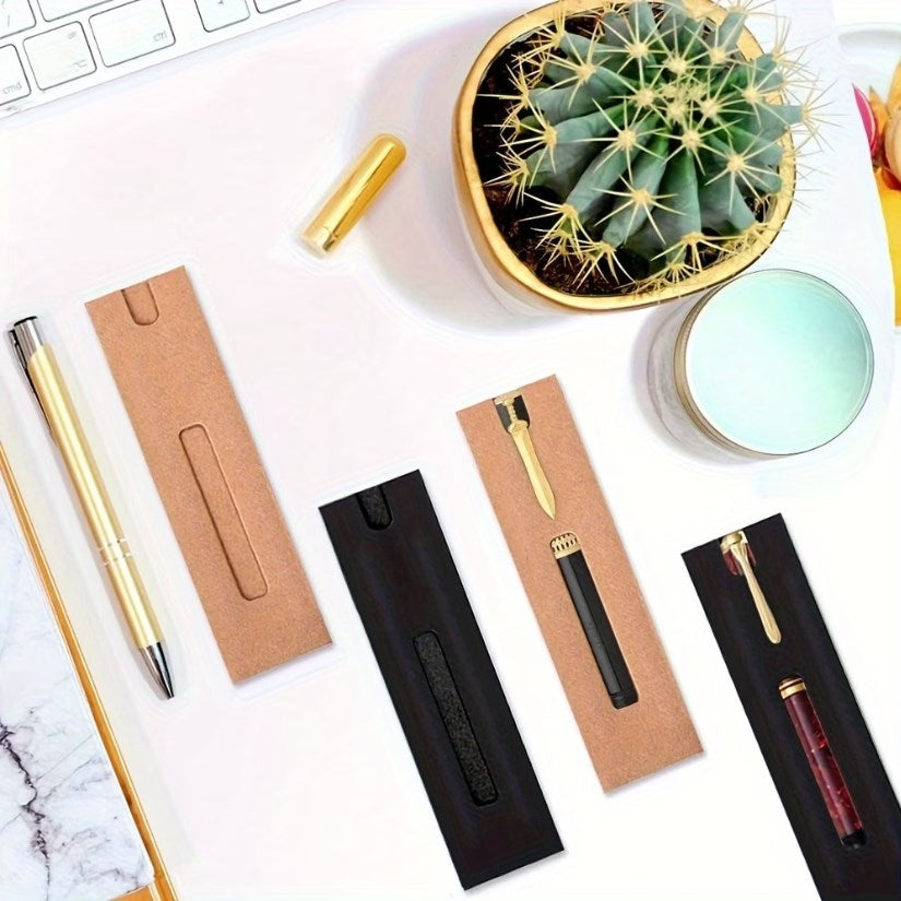 Kraft Paper Single Pen Sleeve Holder | Paper Pen Pouch | Ballpen Packaging Display Card | Pen Gift