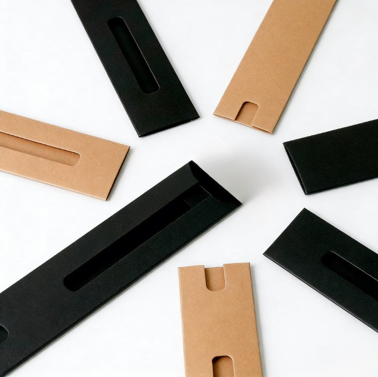 Kraft Paper Single Pen Sleeve Holder | Paper Pen Pouch | Ballpen Packaging Display Card | Pen Gift
