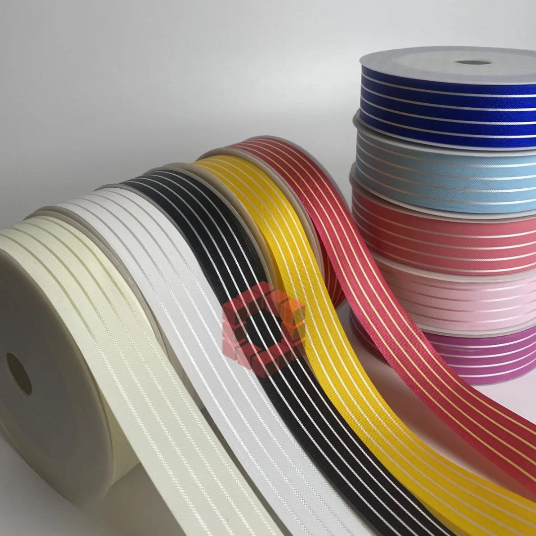 [3cm x 50 Yards] Striped Ribbon | Gift Wrapping Ribbon for Flowers, Bouquets, Packaging Supplies
