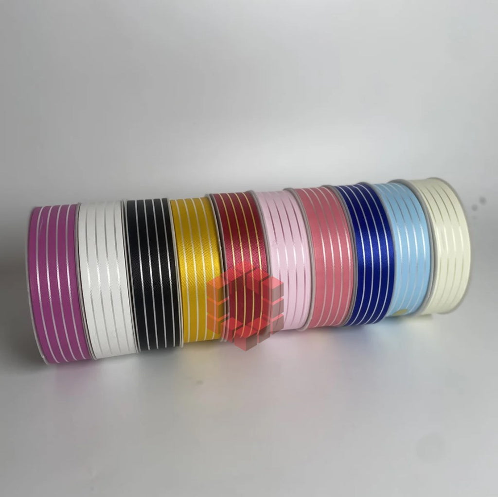 [3cm x 50 Yards] Striped Ribbon | Gift Wrapping Ribbon for Flowers, Bouquets, Packaging Supplies