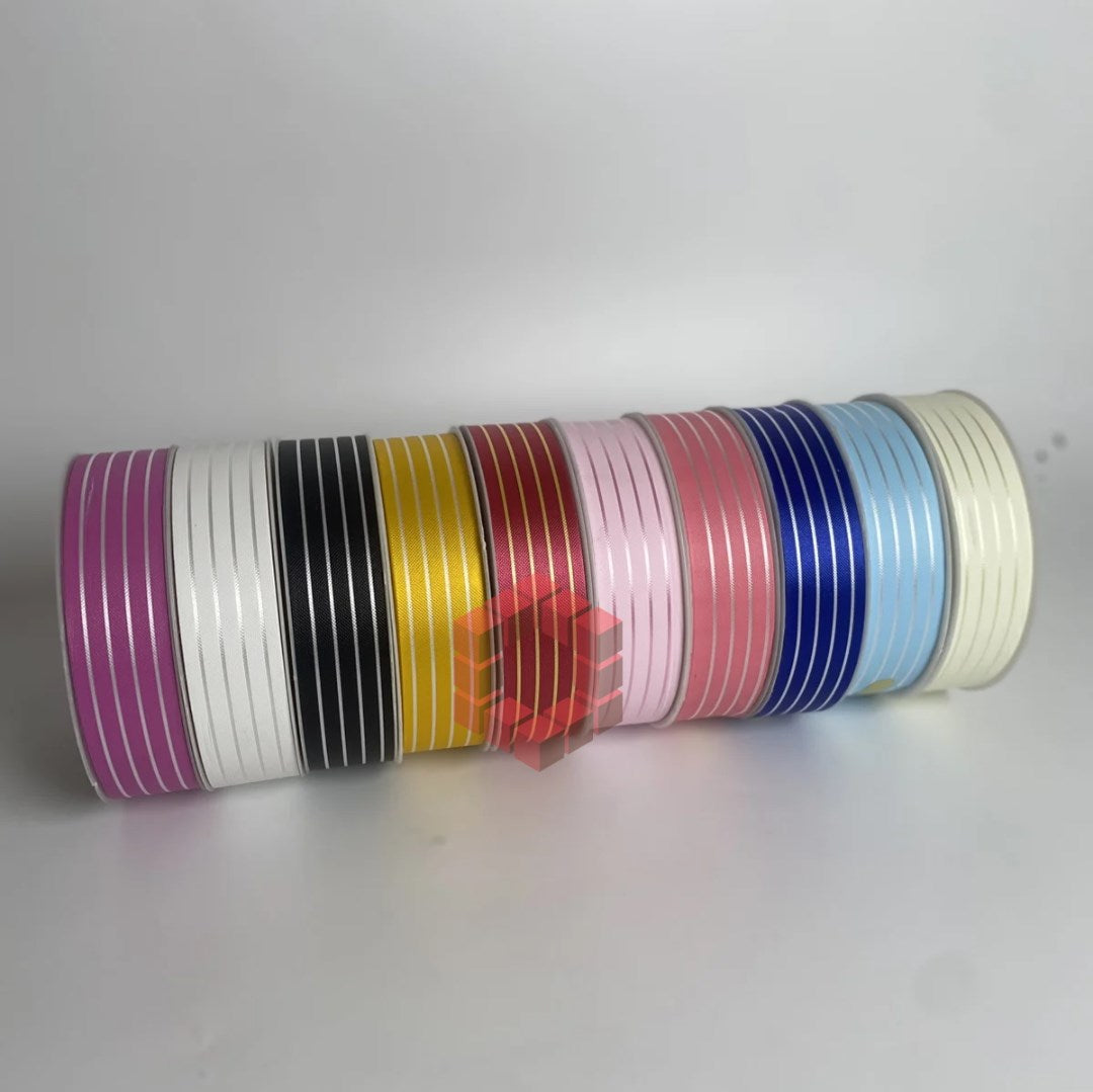 [3cm x 50 Yards] Striped Ribbon | Gift Wrapping Ribbon for Flowers, Bouquets, Packaging Supplies