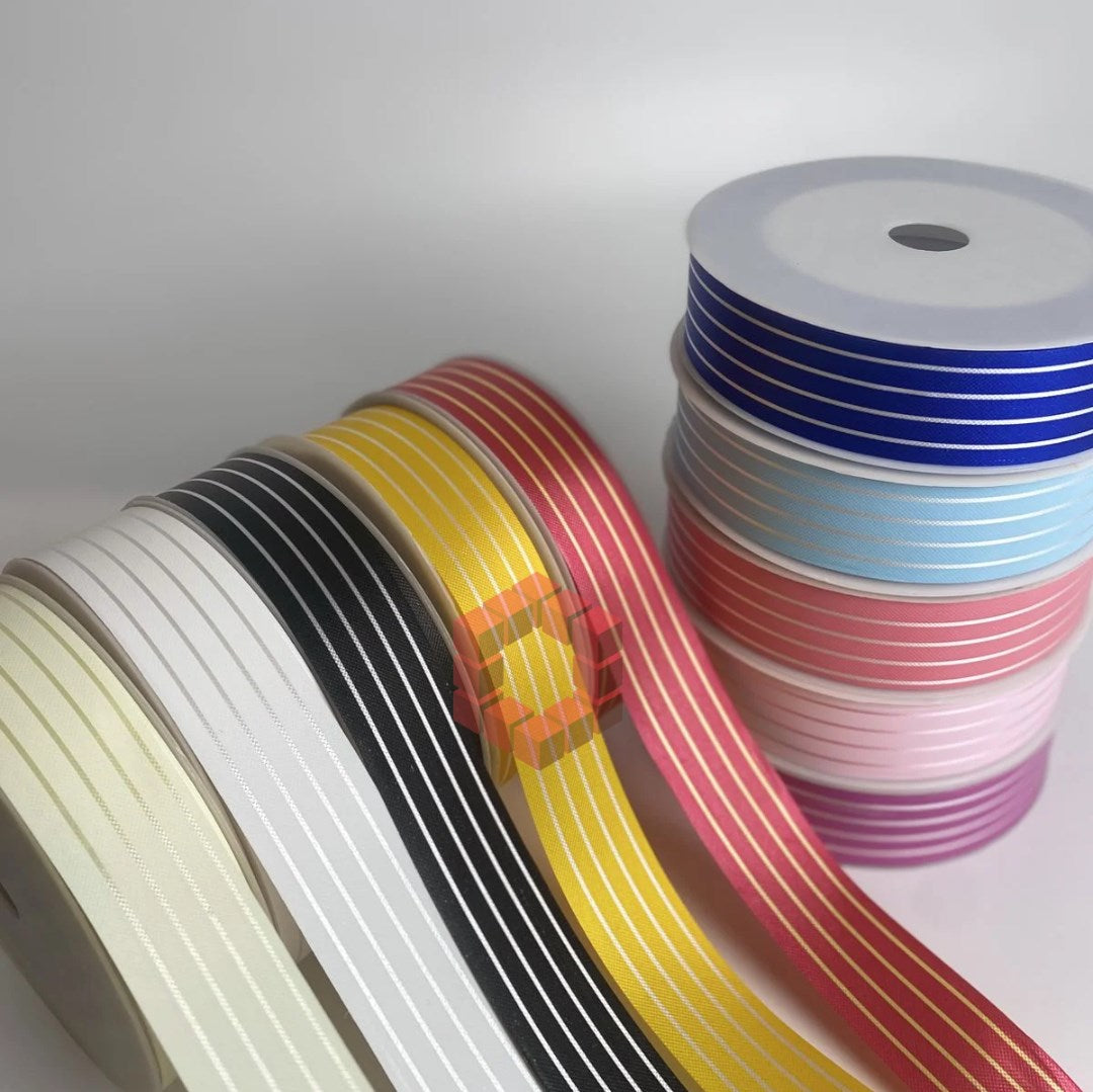 [3cm x 50 Yards] Striped Ribbon | Gift Wrapping Ribbon for Flowers, Bouquets, Packaging Supplies
