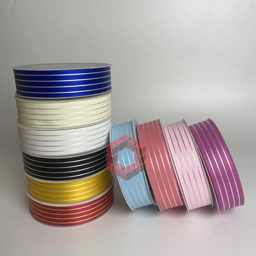[3cm x 50 Yards] Striped Ribbon | Gift Wrapping Ribbon for Flowers, Bouquets, Packaging Supplies