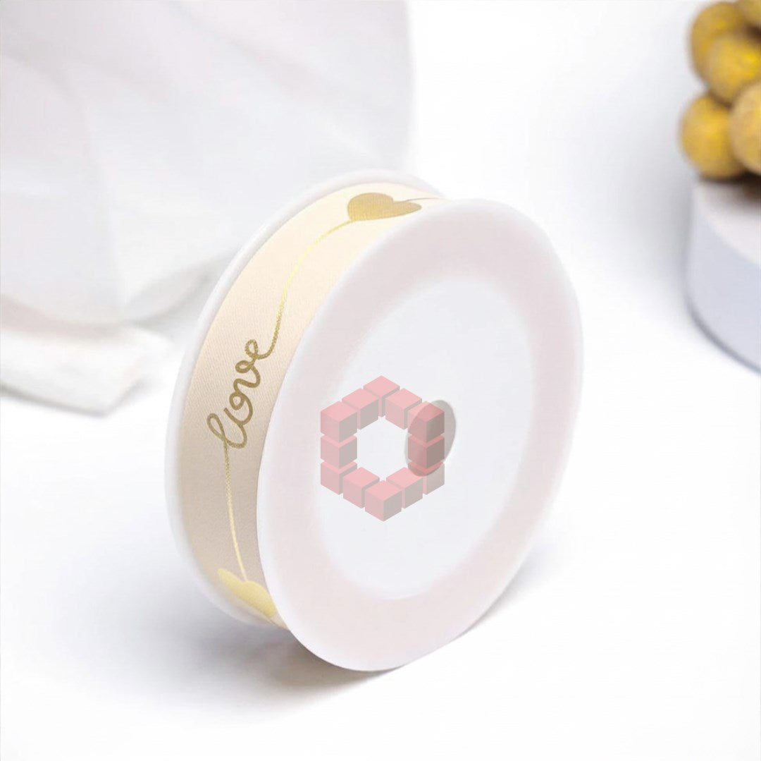 Plastic Love Heart Ribbon 30cm x 50 Yards | Gift Wrapping Ribbon | Bouquet Flower Wrapping Ribbon