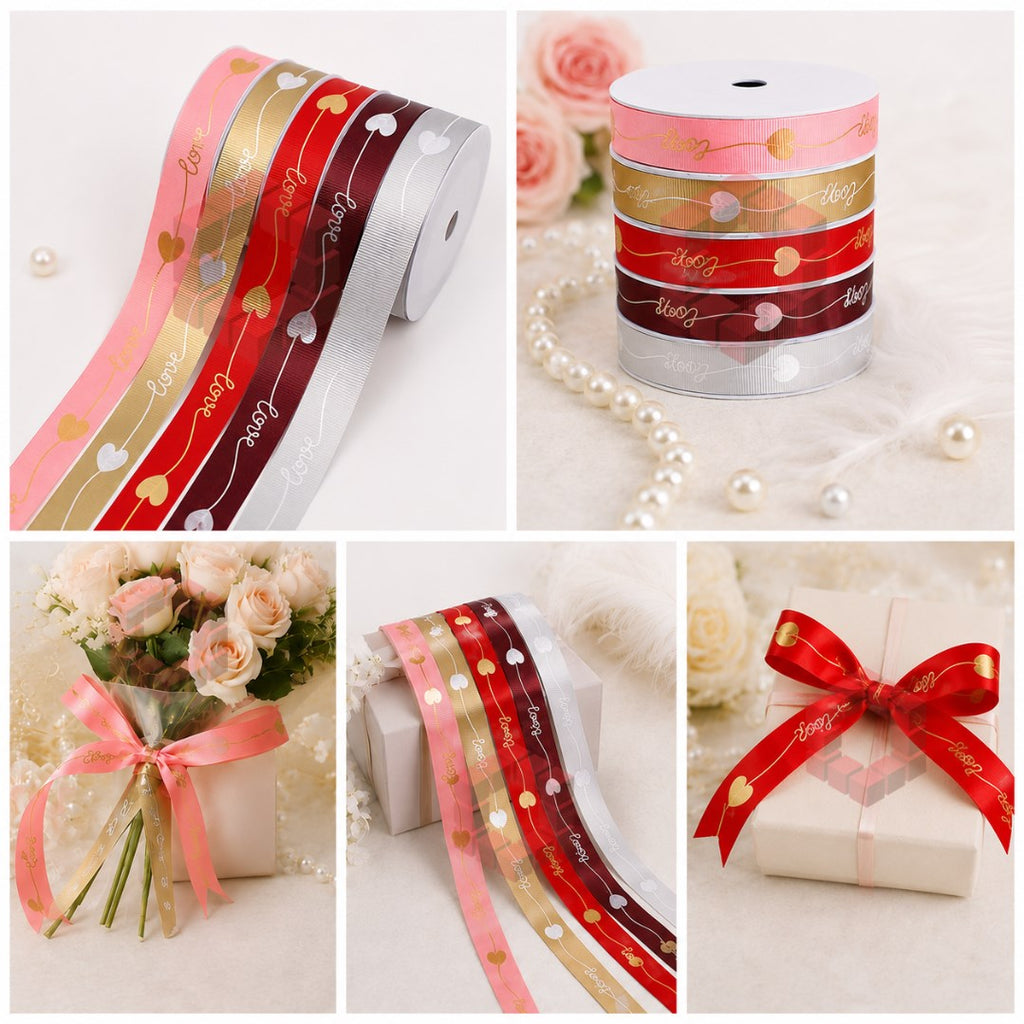 Plastic Love Heart Ribbon 30cm x 50 Yards | Gift Wrapping Ribbon | Bouquet Flower Wrapping Ribbon