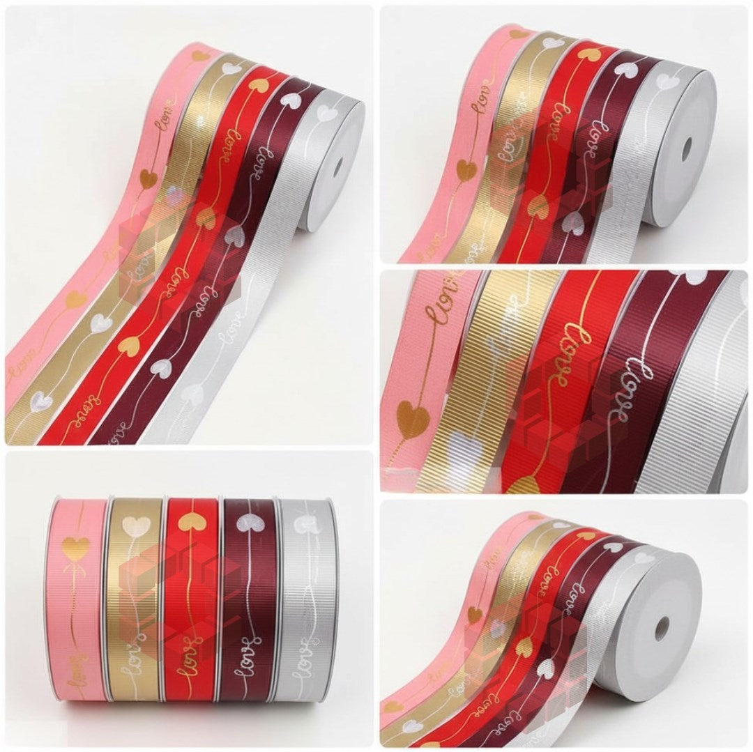 Plastic Love Heart Ribbon 30cm x 50 Yards | Gift Wrapping Ribbon | Bouquet Flower Wrapping Ribbon