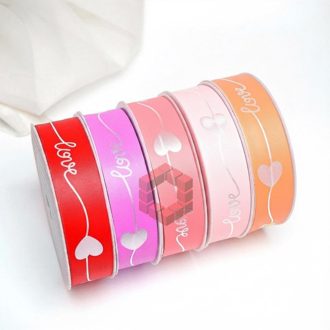 Plastic Love Heart Ribbon 30cm x 50 Yards | Gift Wrapping Ribbon | Bouquet Flower Wrapping Ribbon