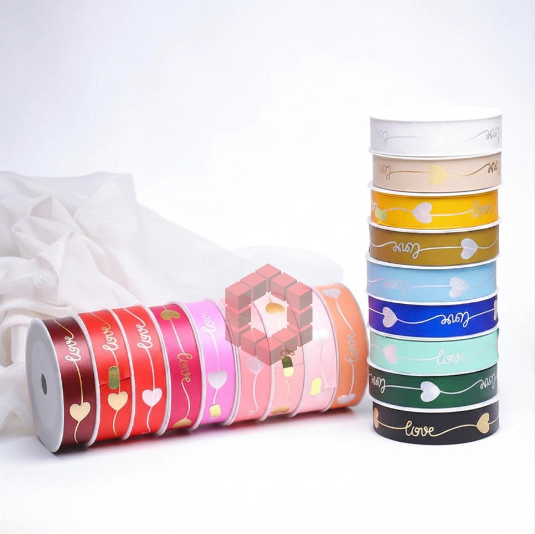 Plastic Love Heart Ribbon 30cm x 50 Yards | Gift Wrapping Ribbon | Bouquet Flower Wrapping Ribbon
