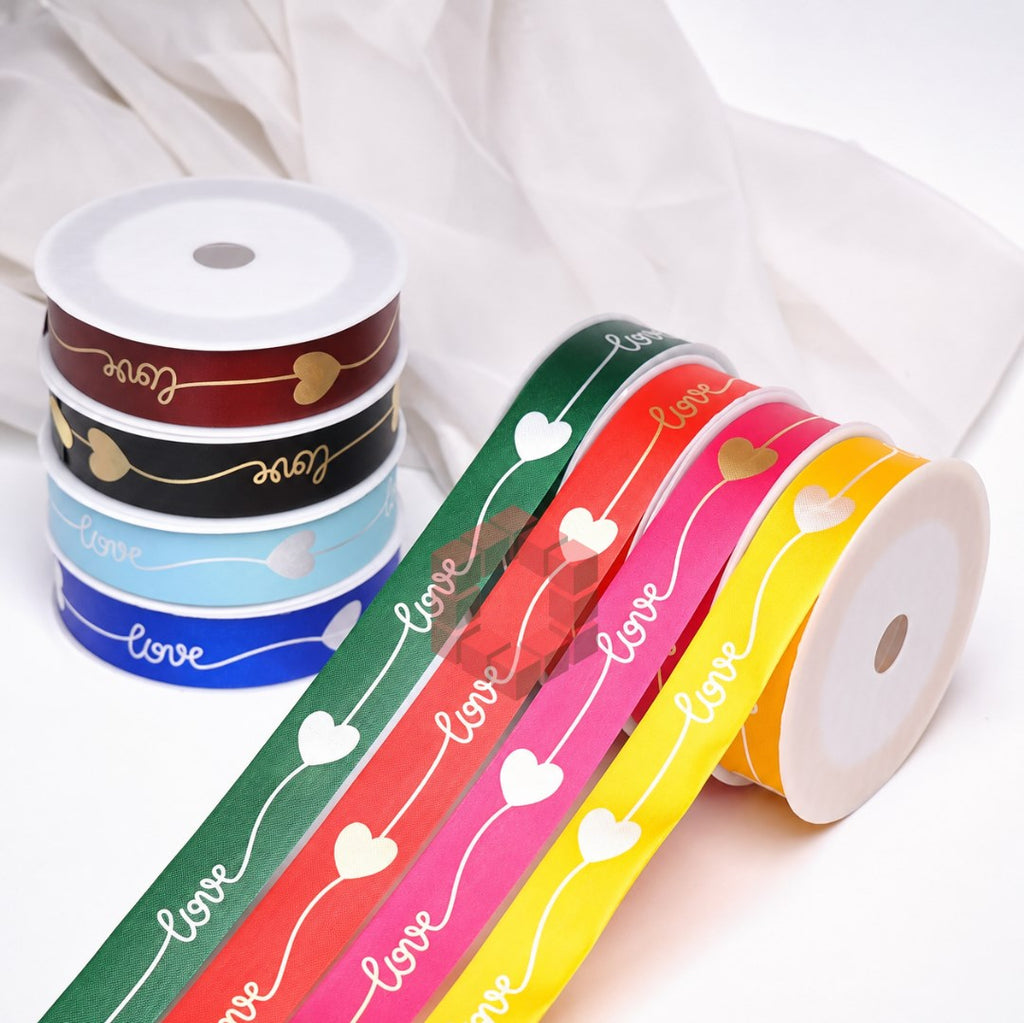 Plastic Love Heart Ribbon 30cm x 50 Yards | Gift Wrapping Ribbon | Bouquet Flower Wrapping Ribbon