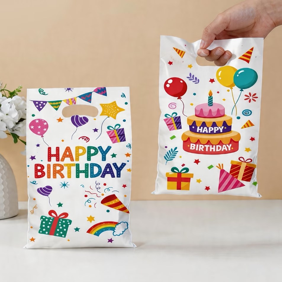 50pcs Happy Birthday Gift Bags | Handheld Cute Party Favor Bags for Birthday Giveaways, Souvenirs,