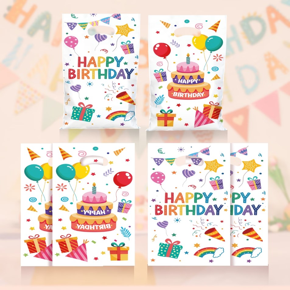 50pcs Happy Birthday Gift Bags | Handheld Cute Party Favor Bags for Birthday Giveaways, Souvenirs,