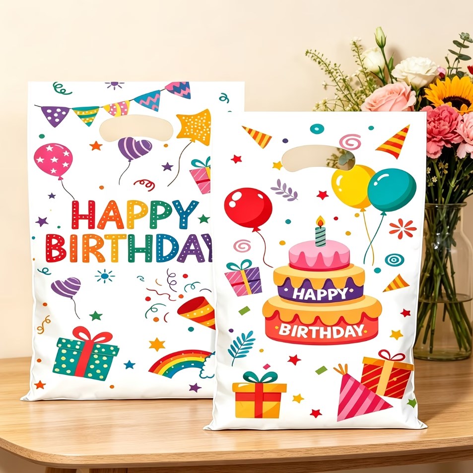 50pcs Happy Birthday Gift Bags | Handheld Cute Party Favor Bags for Birthday Giveaways, Souvenirs,