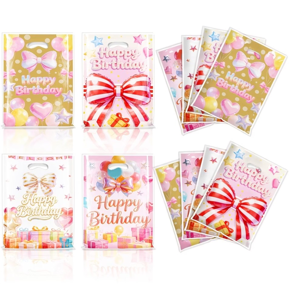 50pcs Happy Birthday Gift Bags | Handheld Cute Party Favor Bags for Birthday Giveaways, Souvenirs,