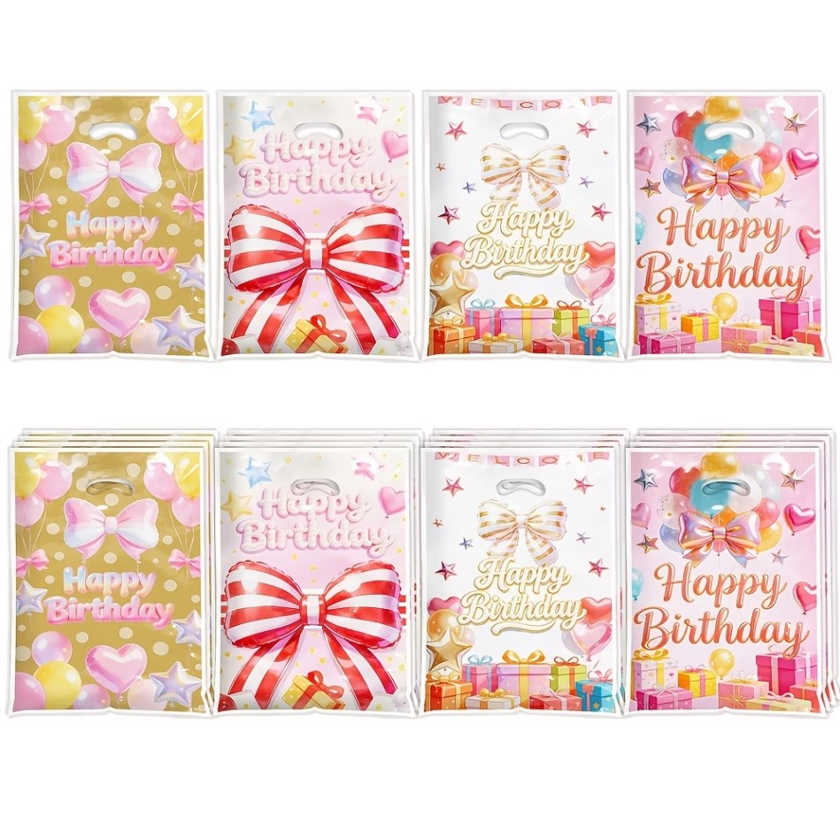 50pcs Happy Birthday Gift Bags | Handheld Cute Party Favor Bags for Birthday Giveaways, Souvenirs,