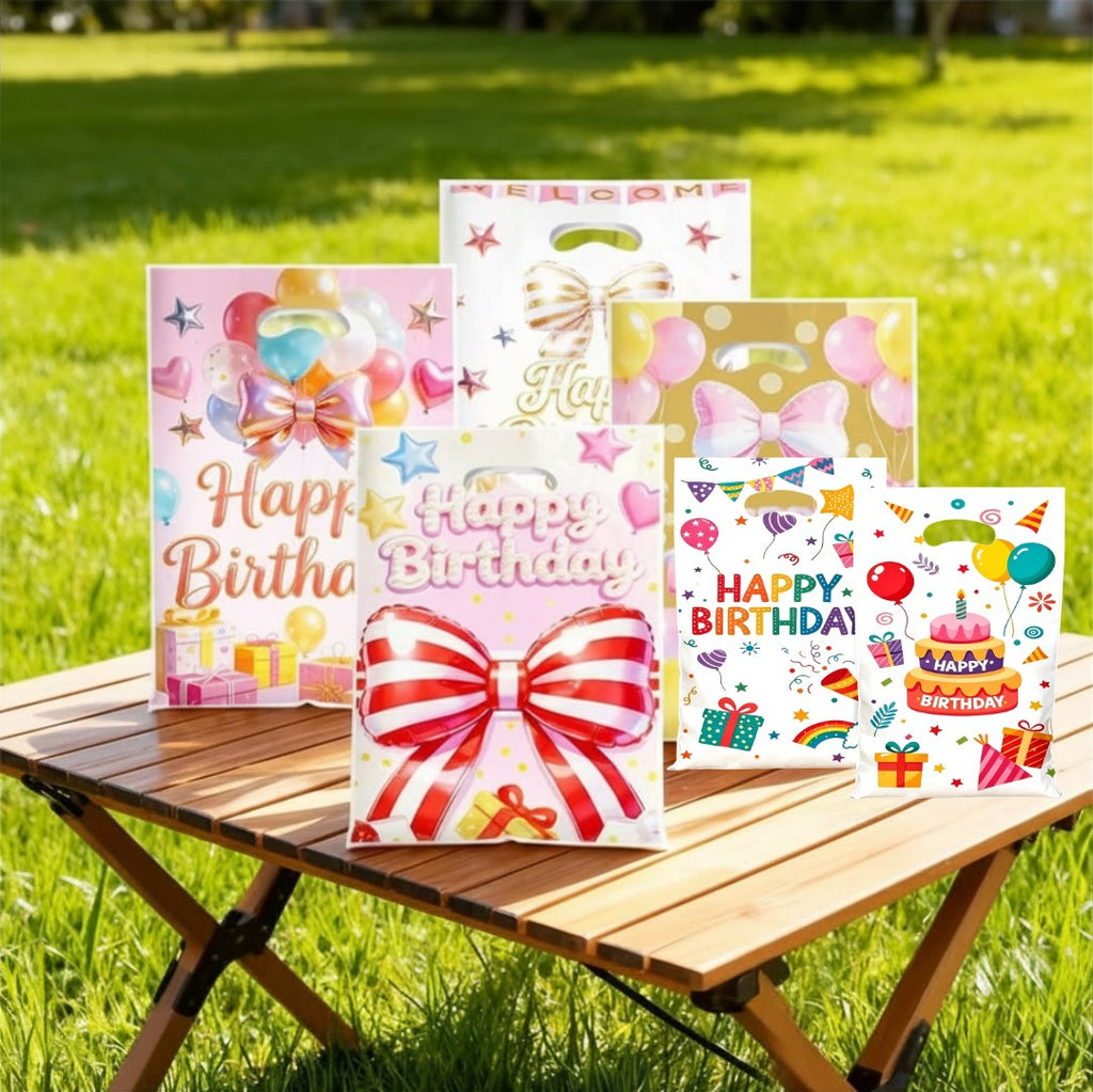 50pcs Happy Birthday Gift Bags | Handheld Cute Party Favor Bags for Birthday Giveaways, Souvenirs,