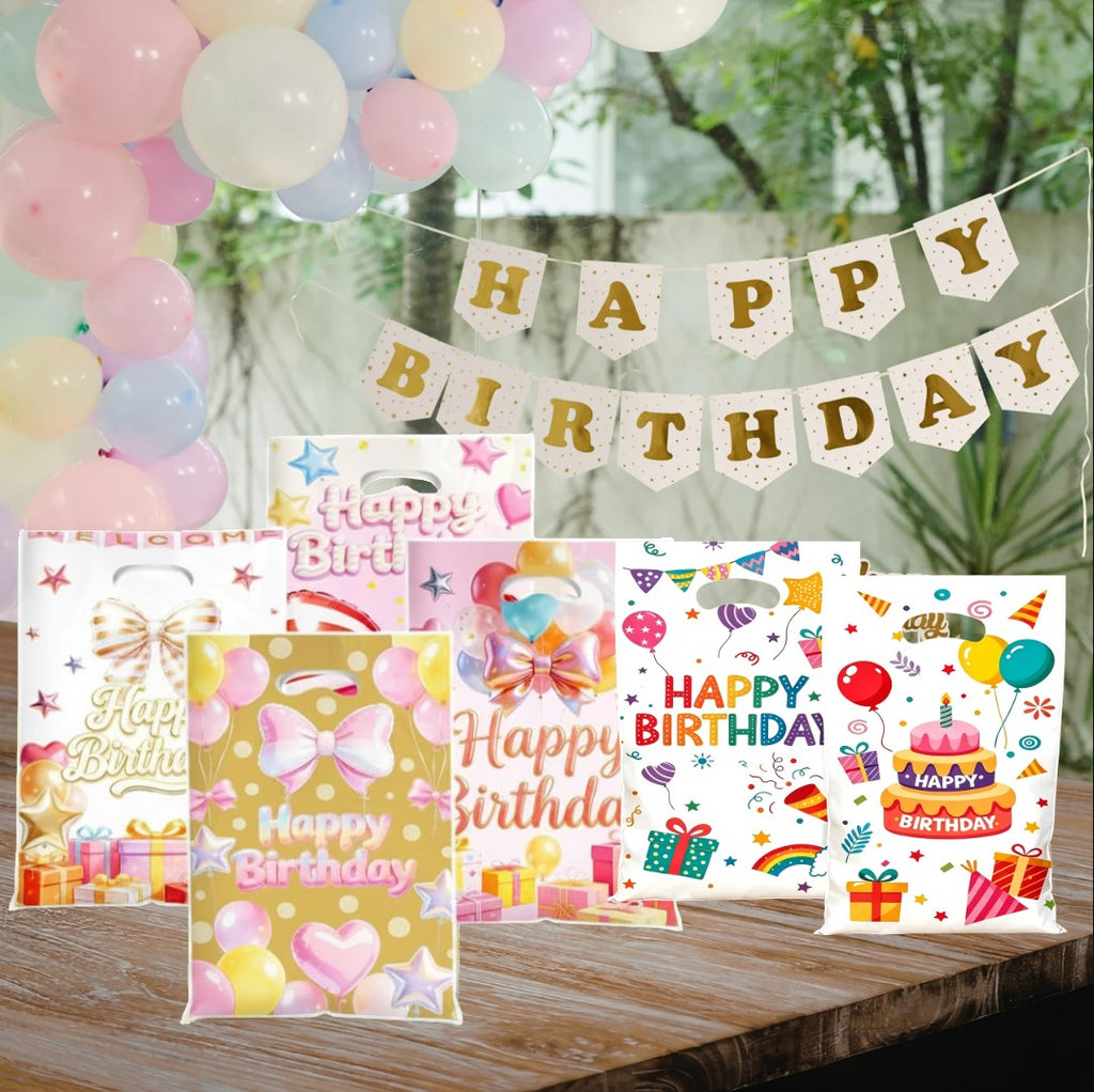 50pcs Happy Birthday Gift Bags | Handheld Cute Party Favor Bags for Birthday Giveaways, Souvenirs,