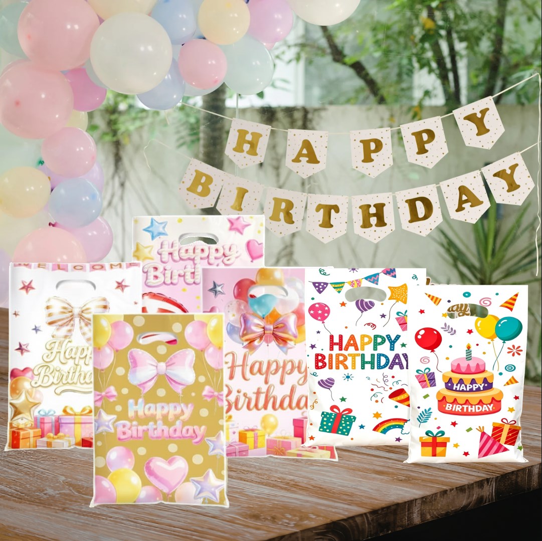 50pcs Happy Birthday Gift Bags | Handheld Cute Party Favor Bags for Birthday Giveaways, Souvenirs,