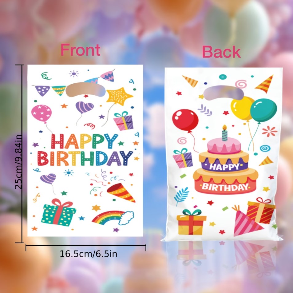 50pcs Happy Birthday Gift Bags | Handheld Cute Party Favor Bags for Birthday Giveaways, Souvenirs,