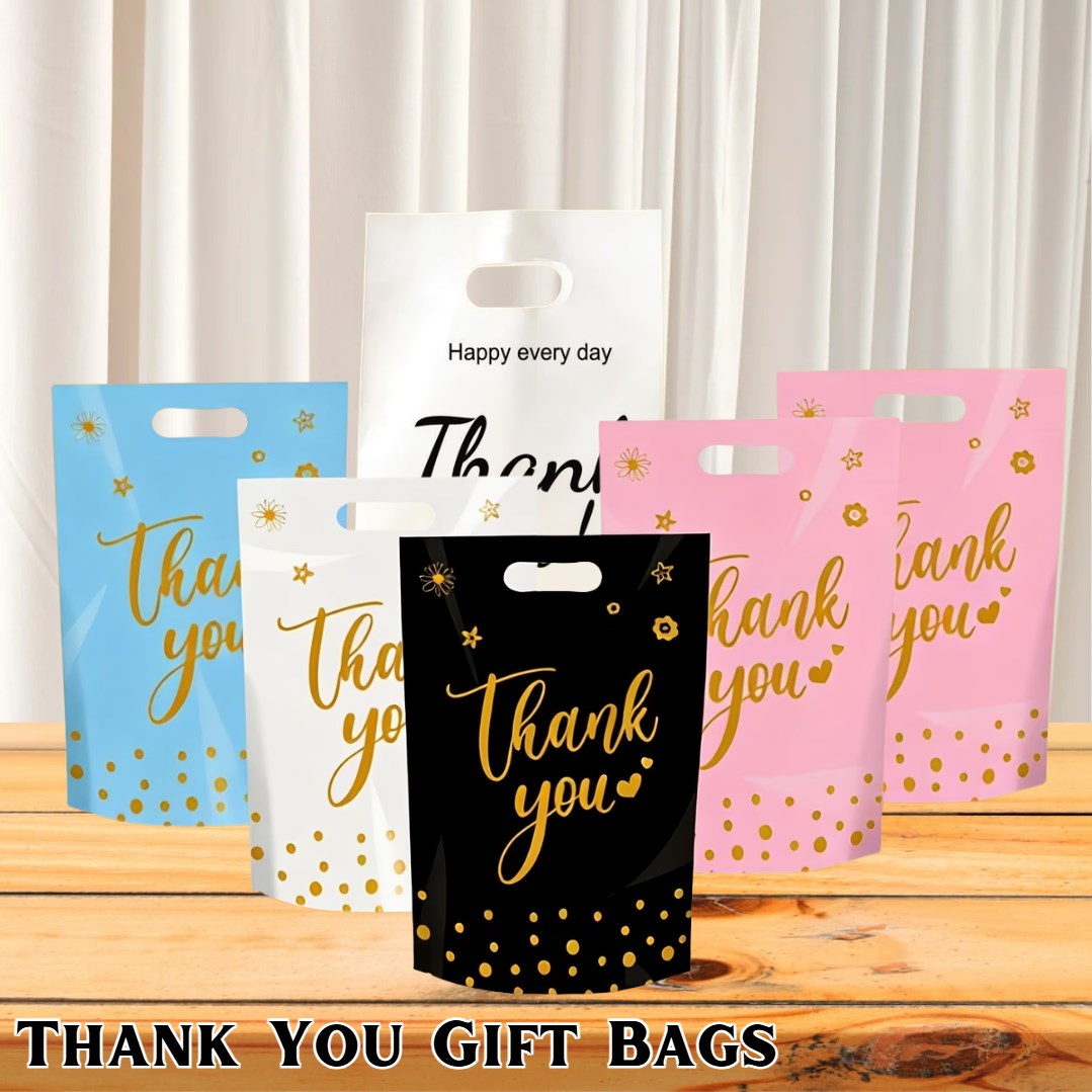 50pcs Thank You Gift Bags | Party Favor Bags, Appreciation Gift Bags, Mother's Day & Father's Day Gi
