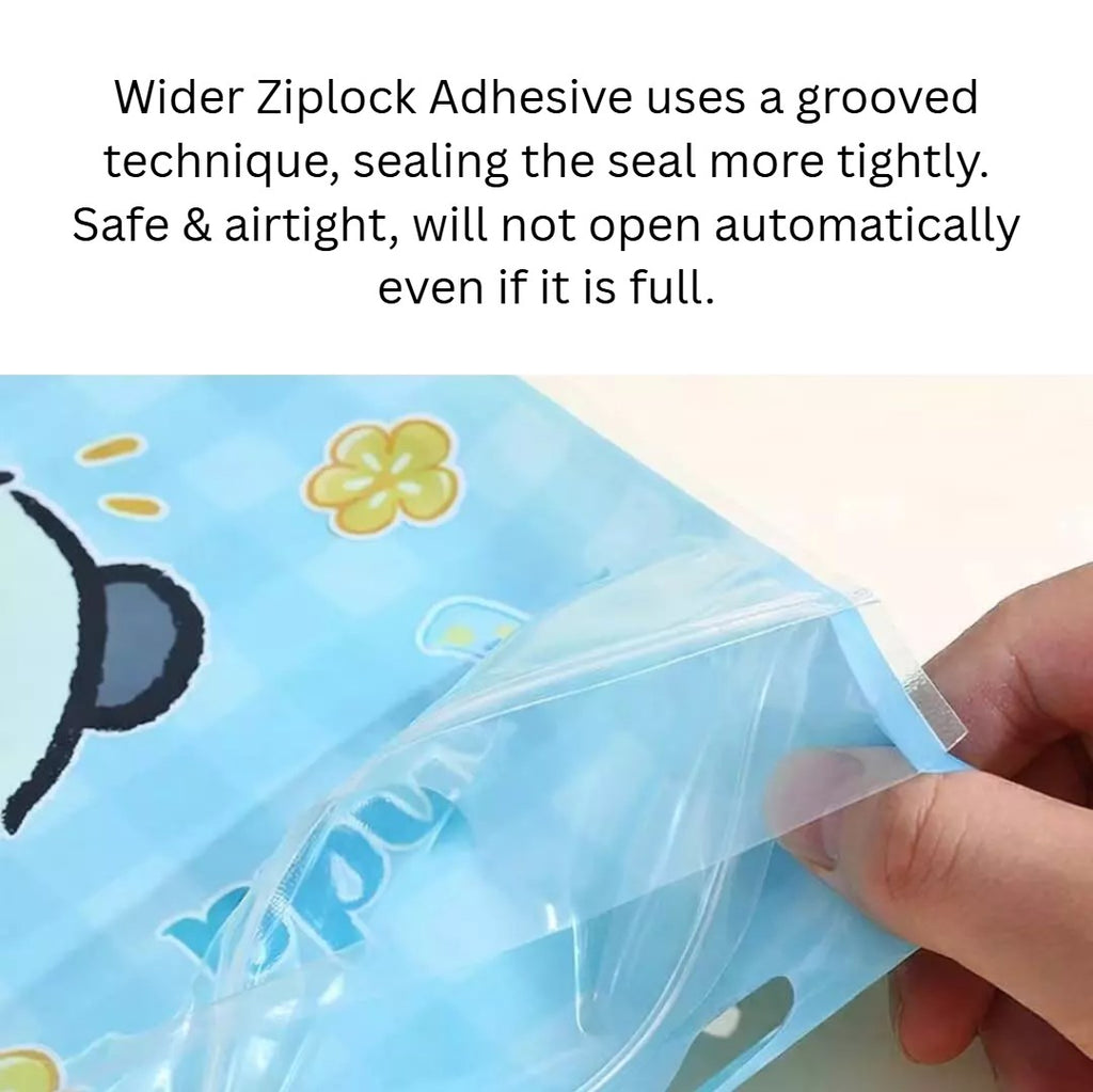 (50pcs) Cute Motif Stand-Up Ziplock Pouch – Food Grade Resealable Snack Packaging Bags