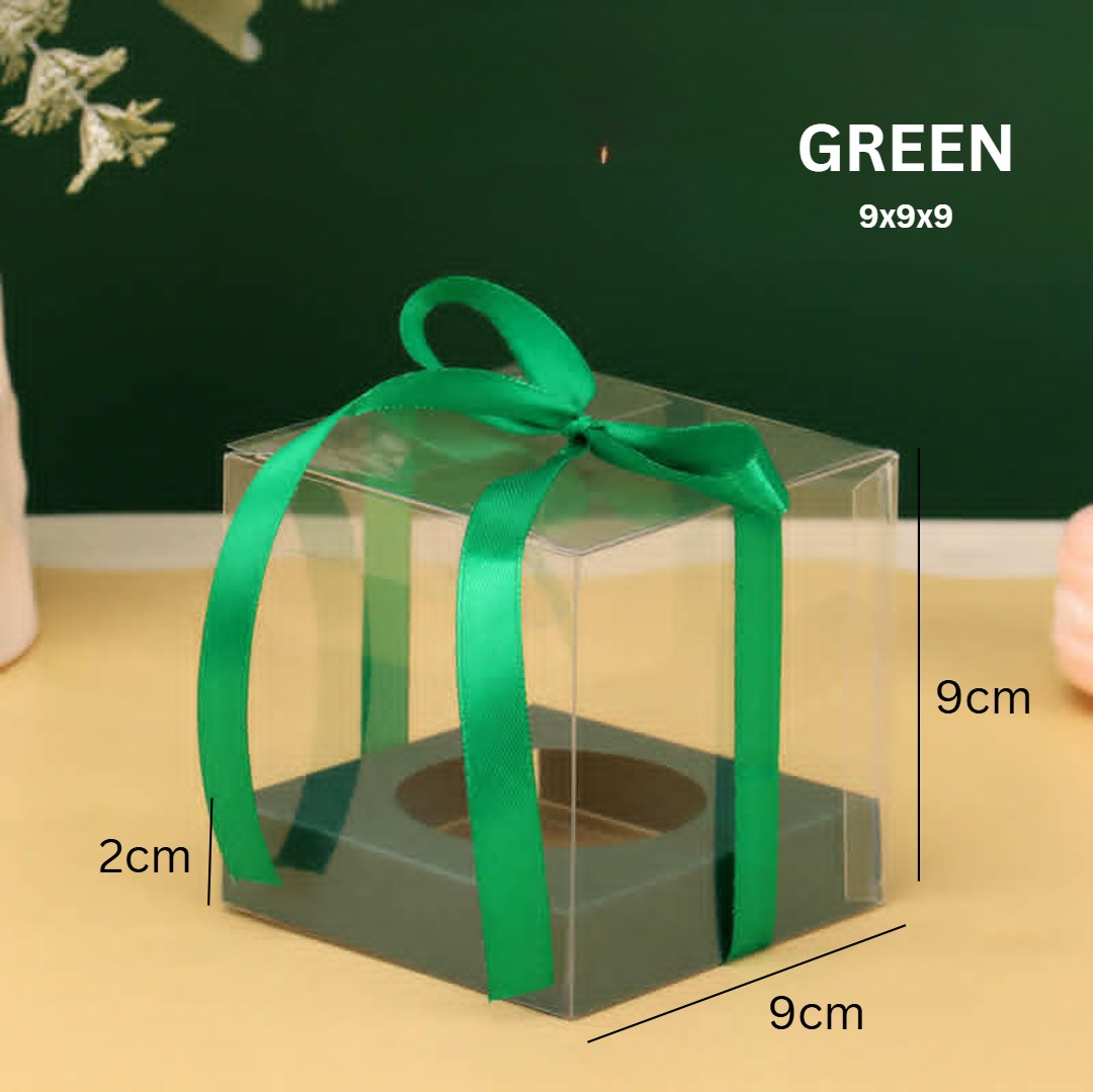 10pcs Transparent Single Cupcake Box with Ribbon | Clear Muffin & Mousse Cake Packaging Gift Box