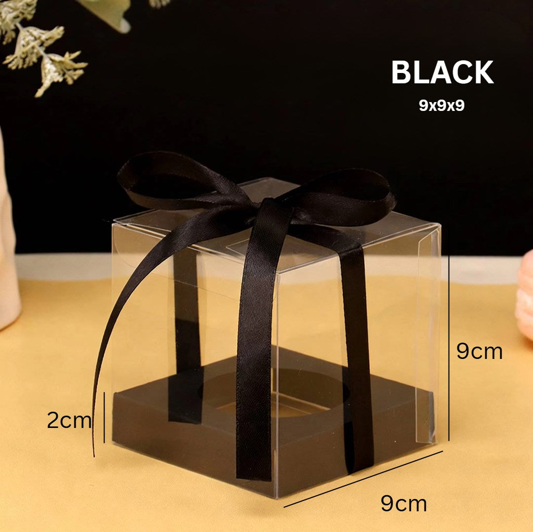 10pcs Transparent Single Cupcake Box with Ribbon | Clear Muffin & Mousse Cake Packaging Gift Box