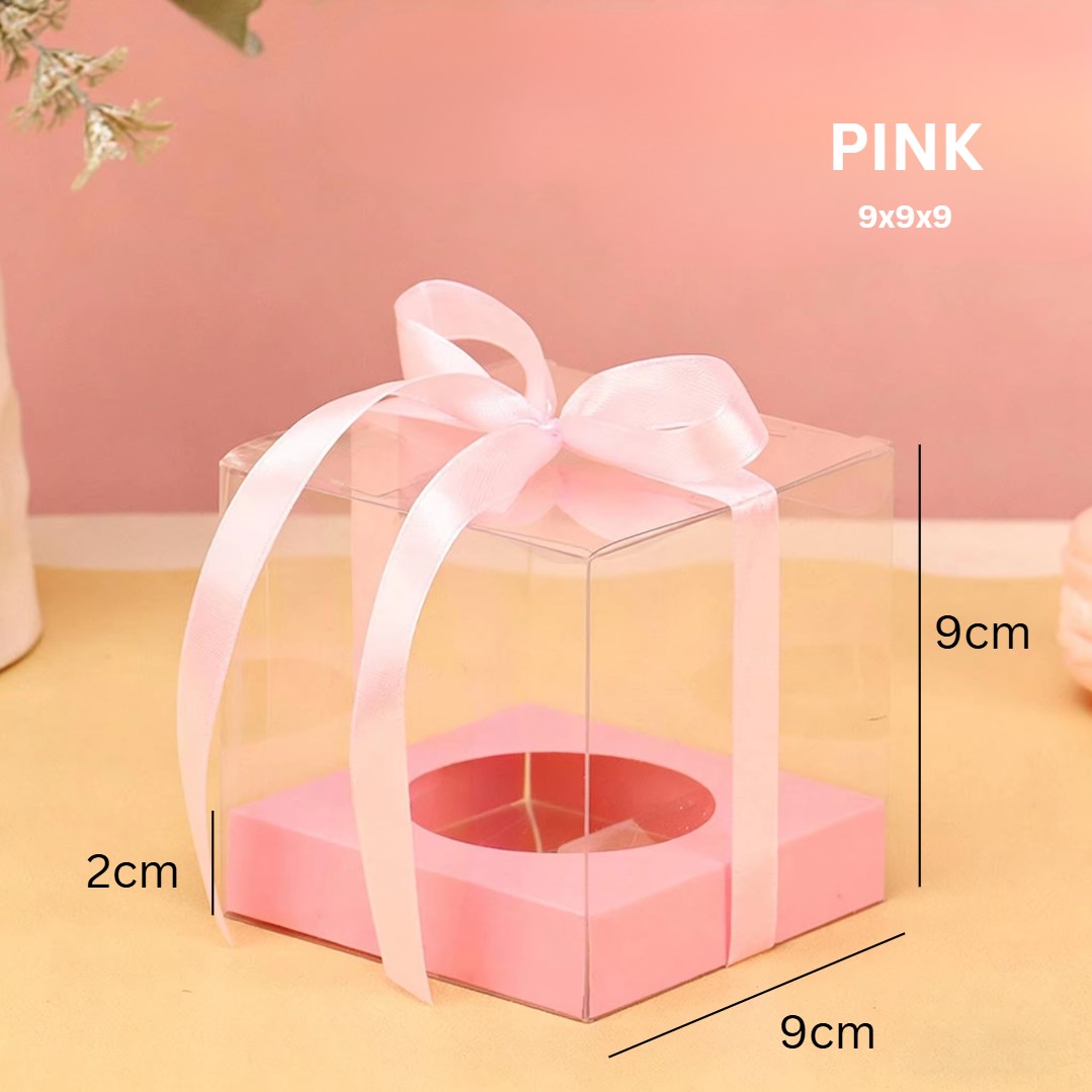 10pcs Transparent Single Cupcake Box with Ribbon | Clear Muffin & Mousse Cake Packaging Gift Box