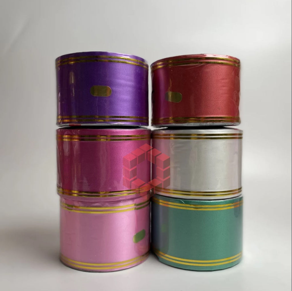 50yards | Plastic Ribbon with Double Gold Edges | Decorative Gift Wrapping Ribbon for Flower Arrang.