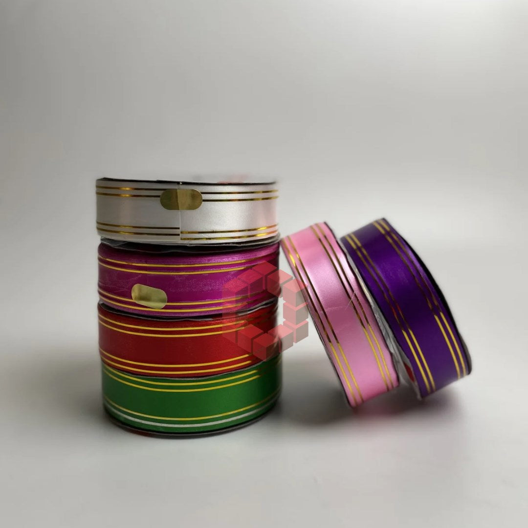 50yards | Plastic Ribbon with Double Gold Edges | Decorative Gift Wrapping Ribbon for Flower Arrang.