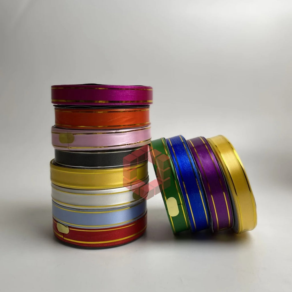 50yards | Plastic Ribbon with Double Gold Edges | Decorative Gift Wrapping Ribbon for Flower Arrang.