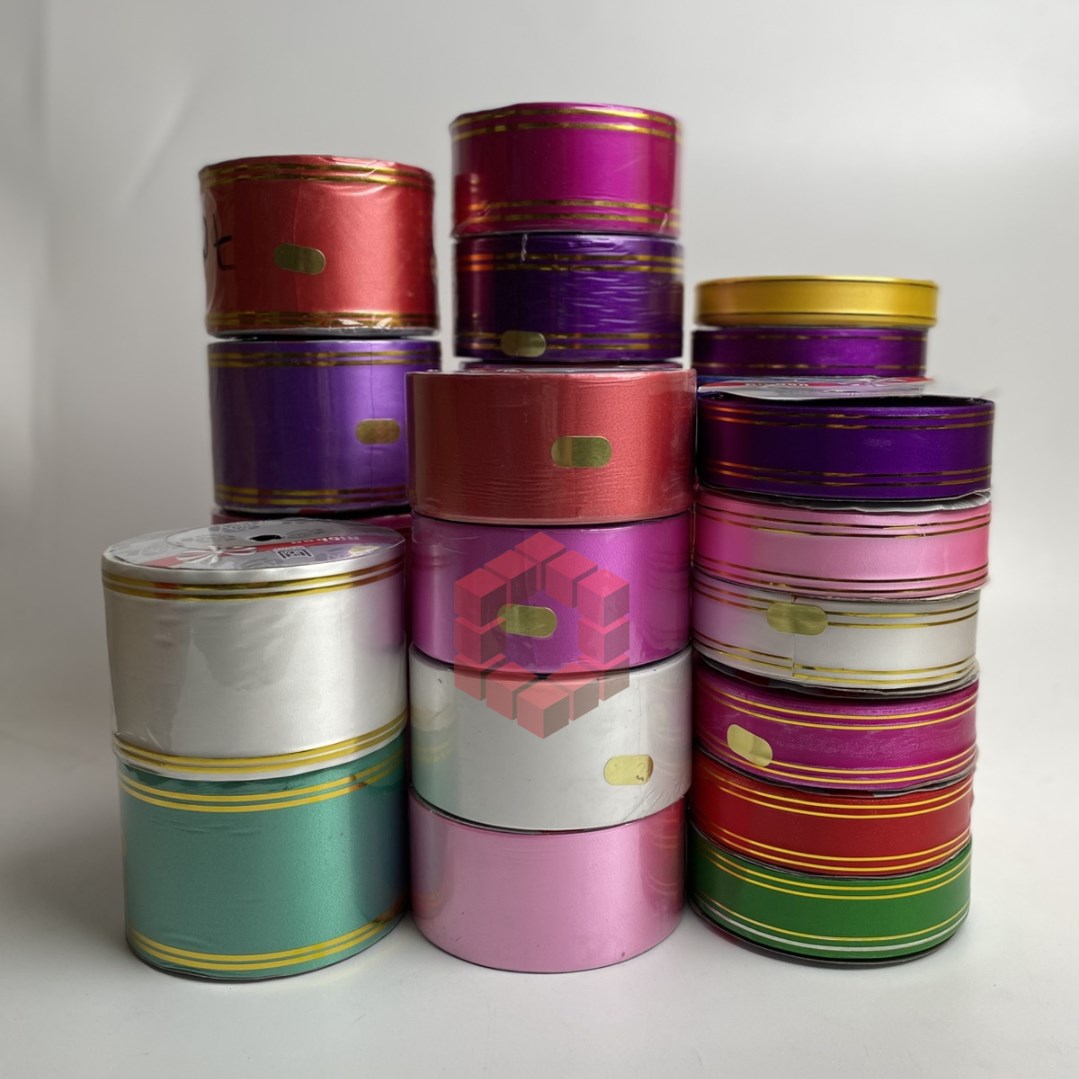 50yards | Plastic Ribbon with Double Gold Edges | Decorative Gift Wrapping Ribbon for Flower Arrang.