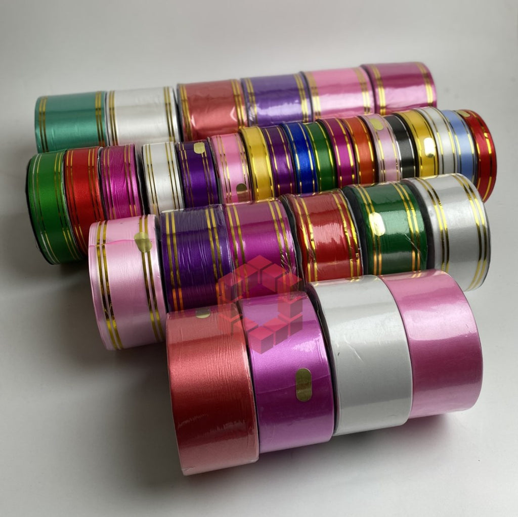 50yards | Plastic Ribbon with Double Gold Edges | Decorative Gift Wrapping Ribbon for Flower Arrang.