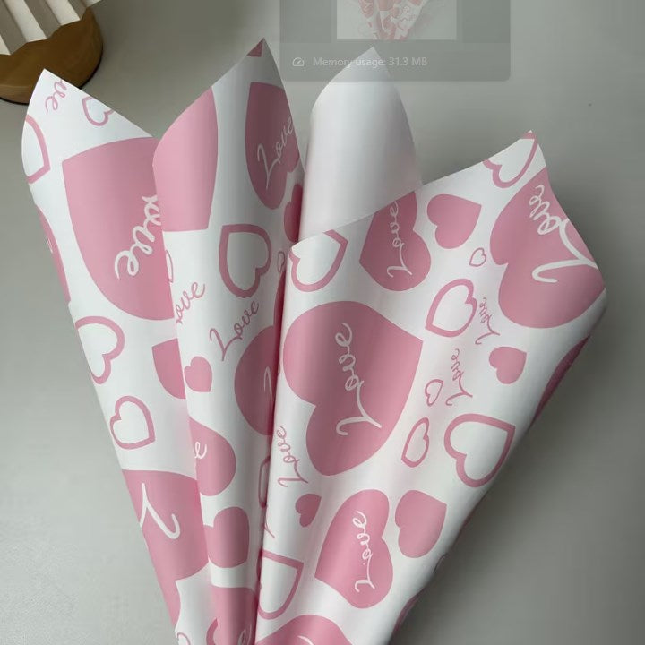 20pcs | Love & Heart Pattern Flower Wrapping Paper | Waterproof Bouquet Wrapping Paper | Floral Gift