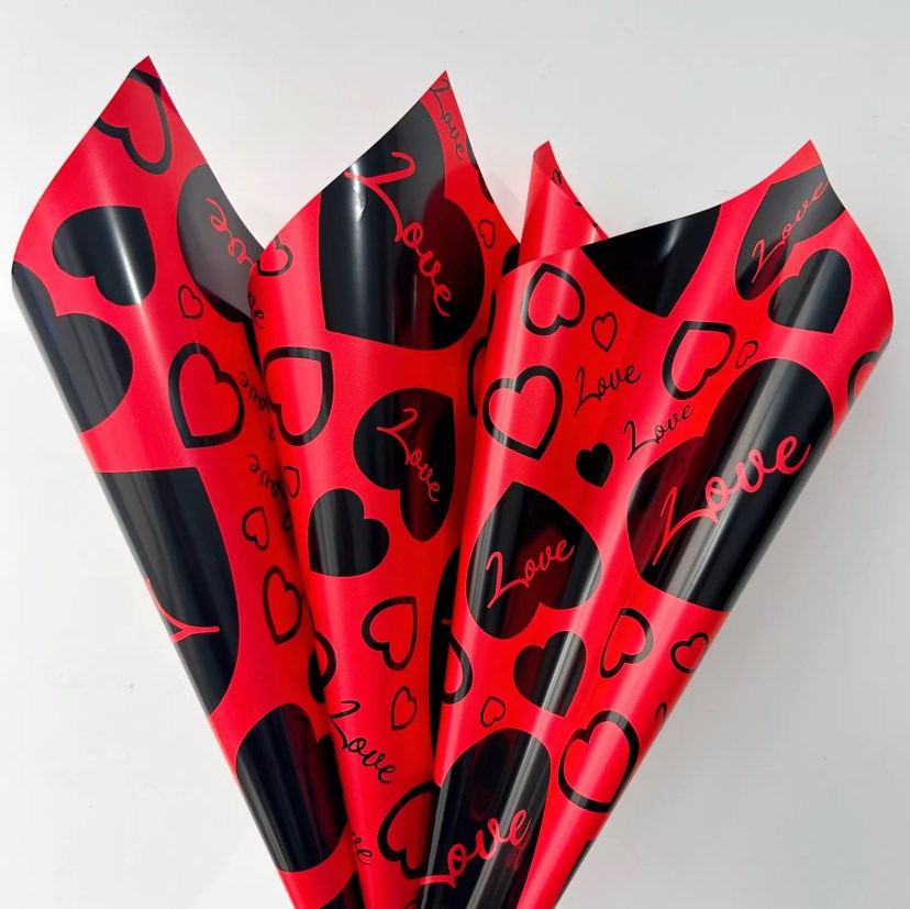 20pcs | Love & Heart Pattern Flower Wrapping Paper | Waterproof Bouquet Wrapping Paper | Floral Gift