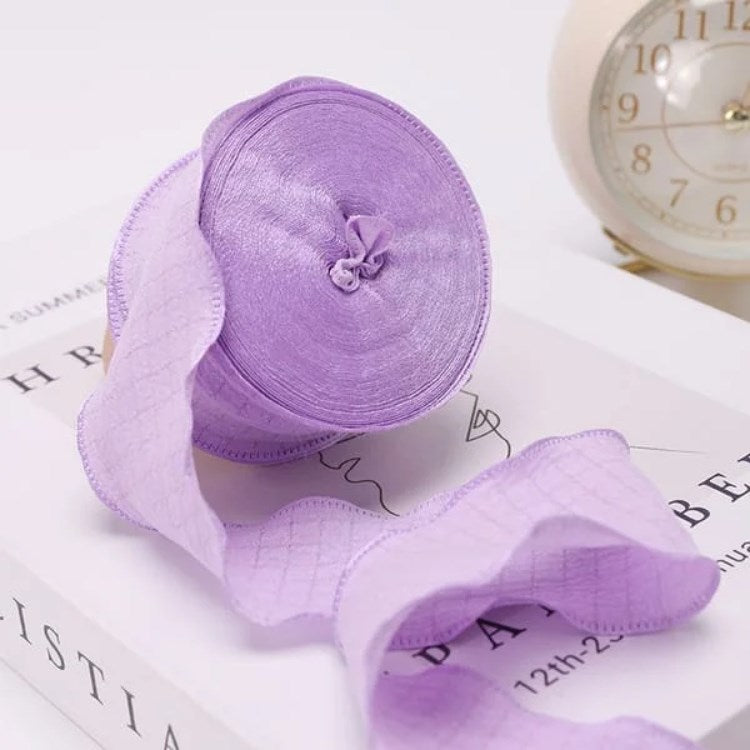 (4cmx9m) 1ROLL Wrinkled Lace Ribbon Packaging Ribbon Gift Box Diy Material Bow Ribbon